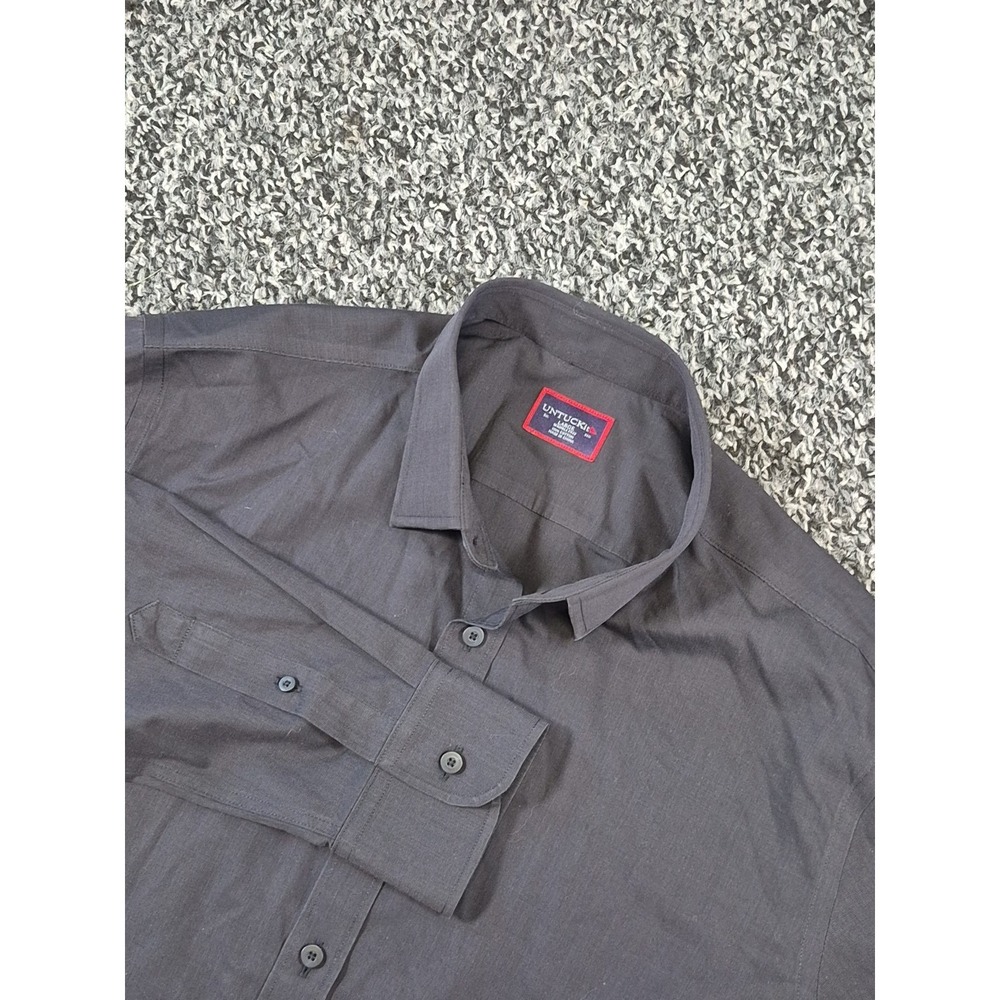 Untuckit Black Stone WF Cotton Button Up Shirt Black Men's Large Long Sleeve‎
